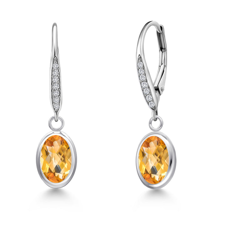Citrine-Checkerboard - November_Earrings in 925 Sterling Silver