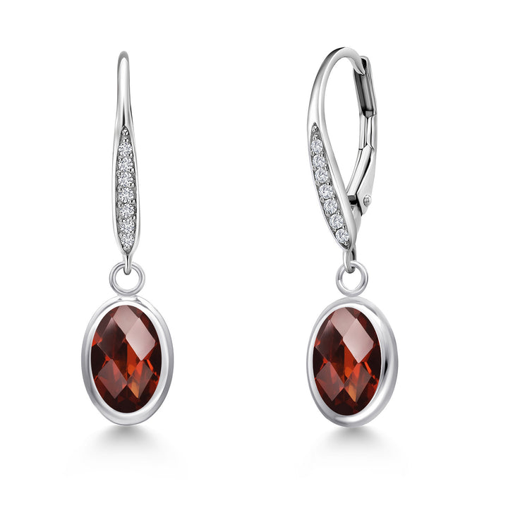 Garnet-Checkerboard - January_Earrings in 925 Sterling Silver