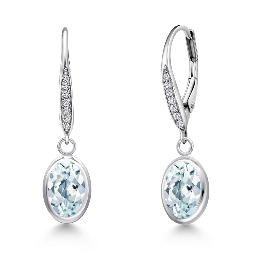 Aquamarine - March_Earrings in 925 Sterling Silver