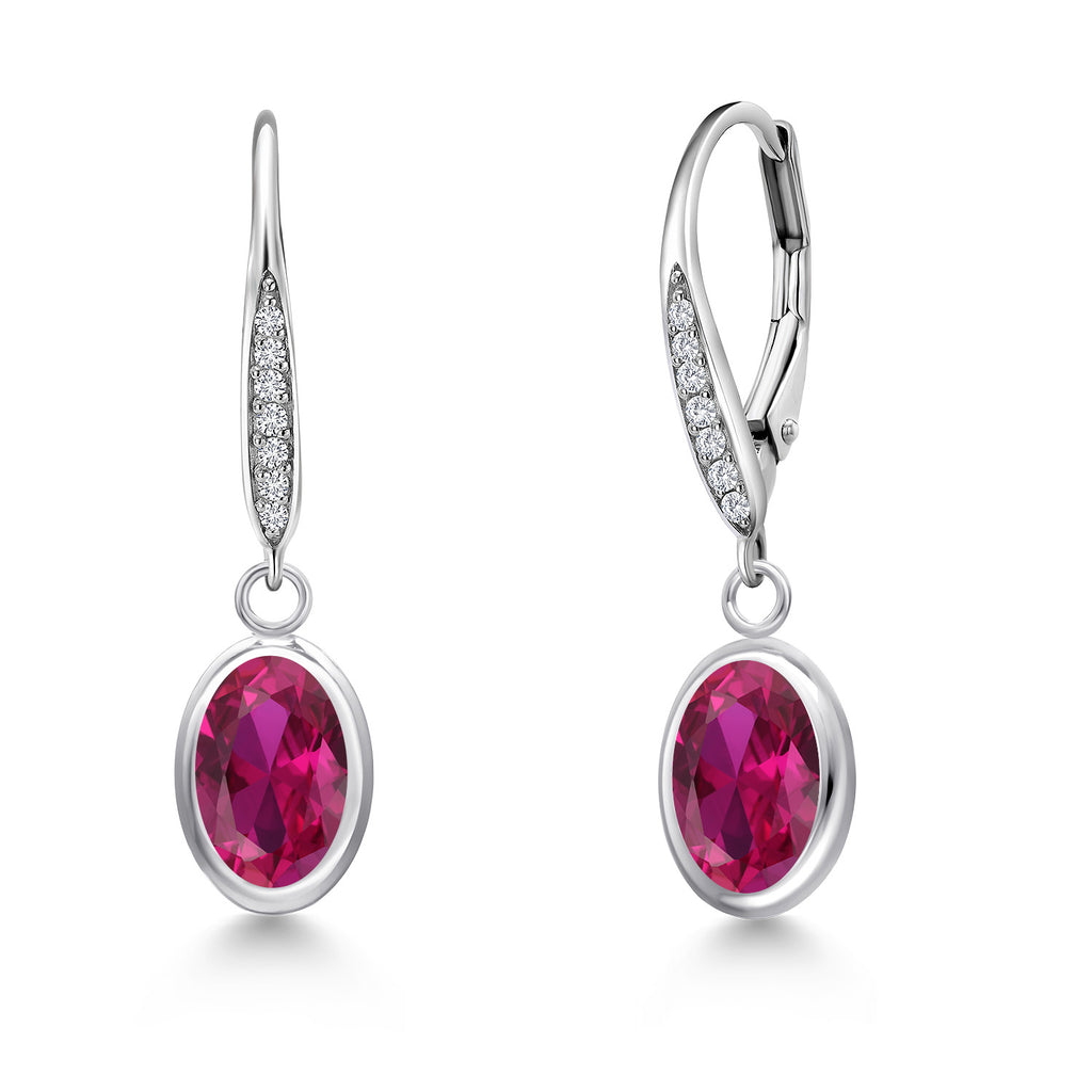 Created Ruby - July_Earrings in 925 Sterling Silver