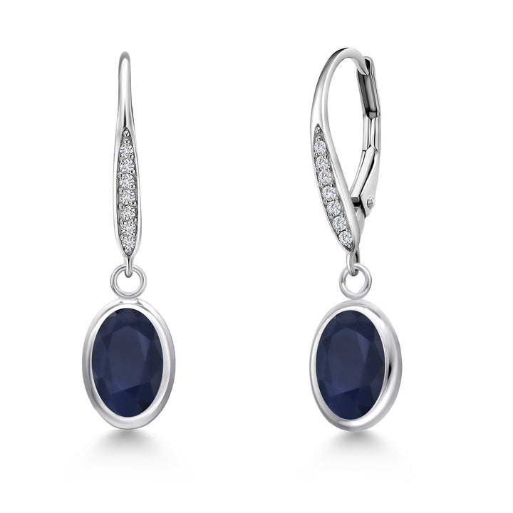 Blue Sapphire - September_Earrings in 925 Sterling Silver