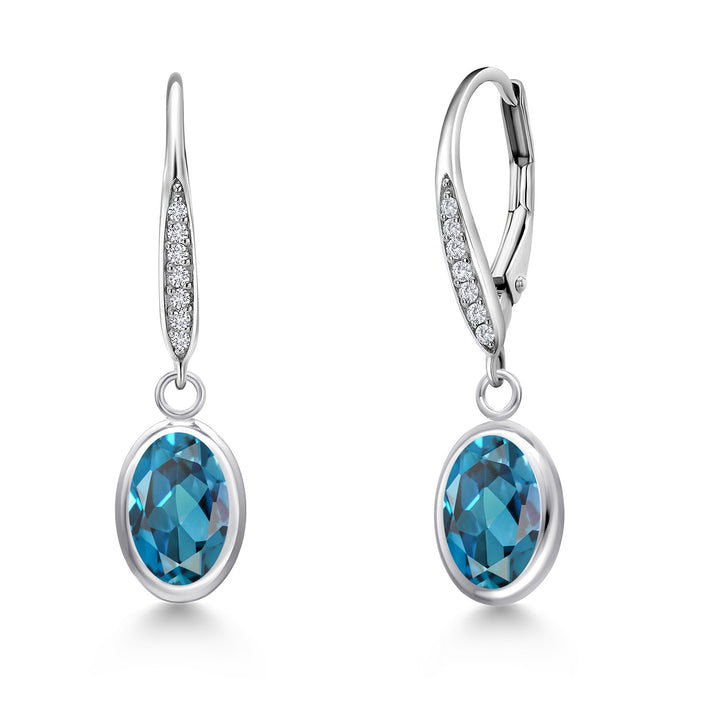 London Blue Topaz - November_Earrings in 925 Sterling Silver