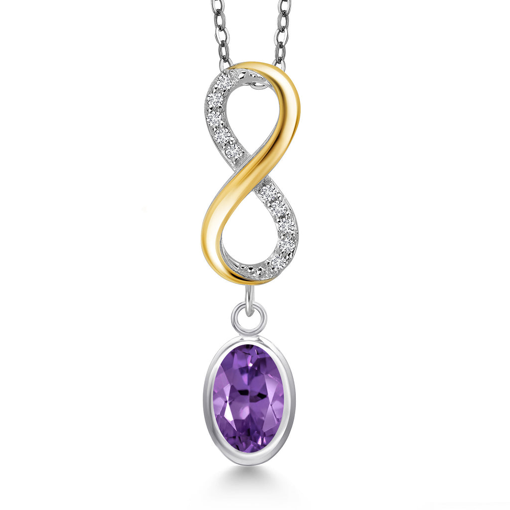 Amethyst - February_Pendant in 925 Sterling Silver and 10K Yellow Gold