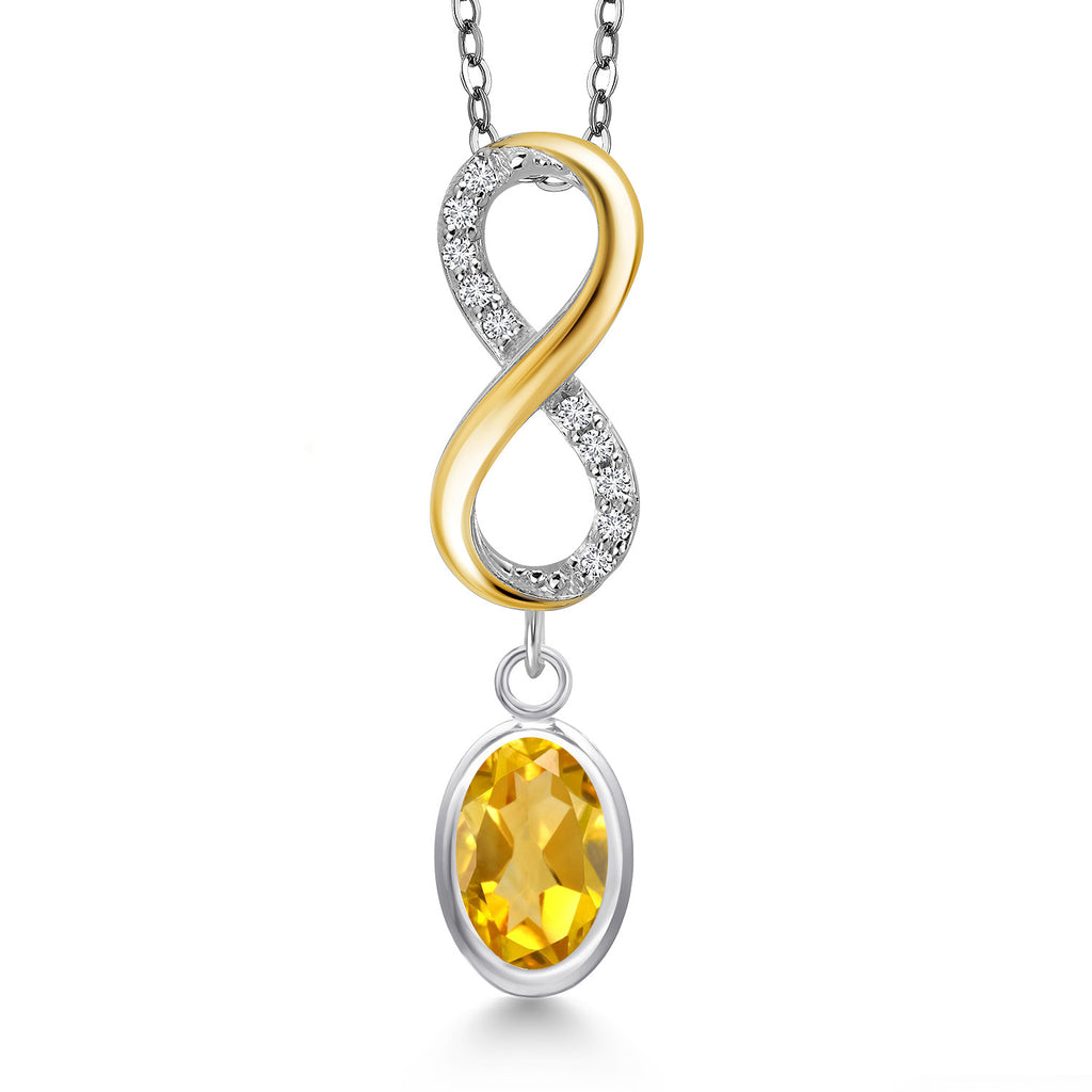 Citrine - November_Pendant in 925 Sterling Silver and 10K Yellow Gold