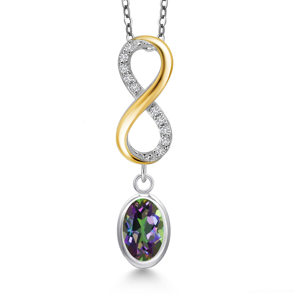 Green Mystic Topaz_Pendant in 925 Sterling Silver and 10K Yellow Gold