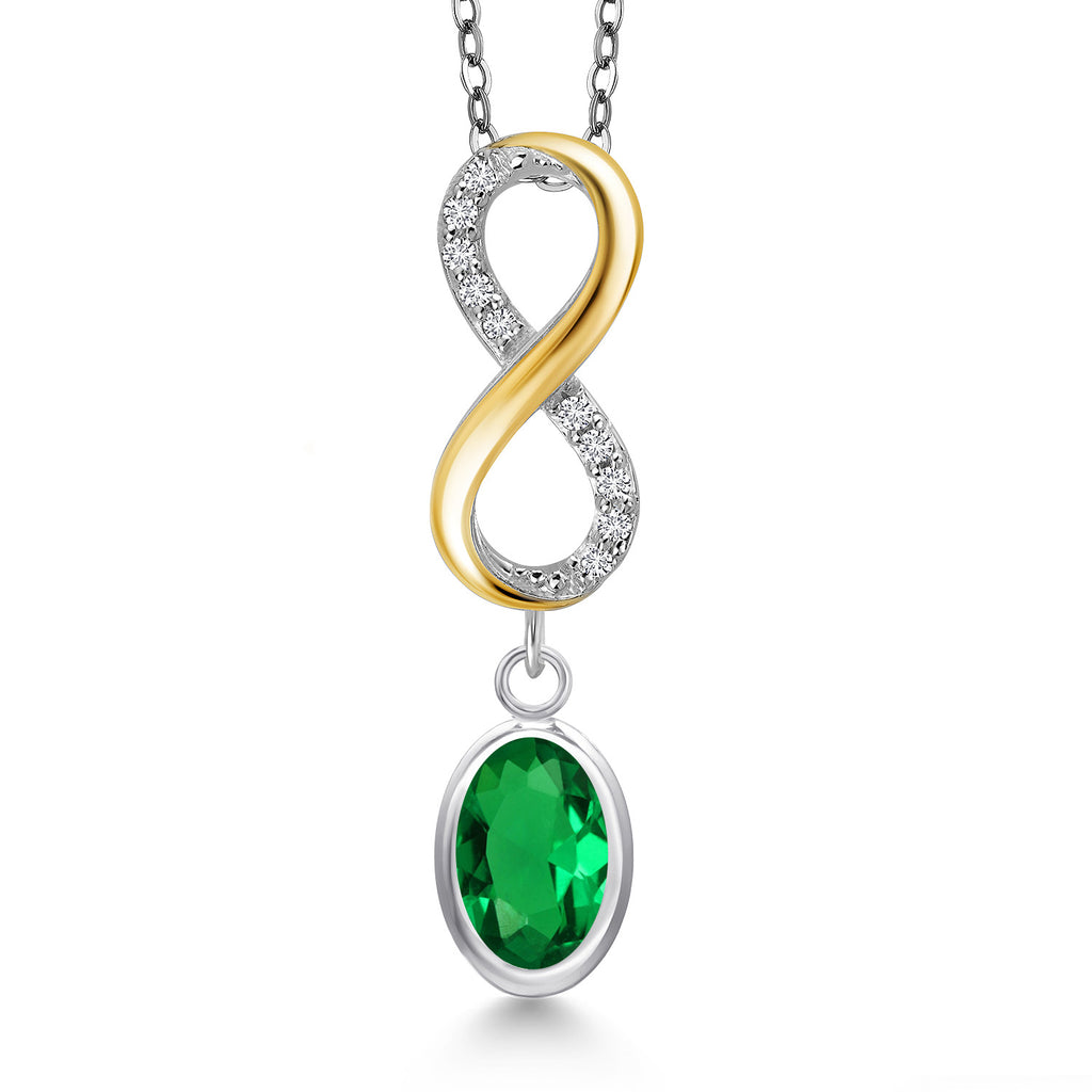 Nano Emerald - May_Pendant in 925 Sterling Silver and 10K Yellow Gold