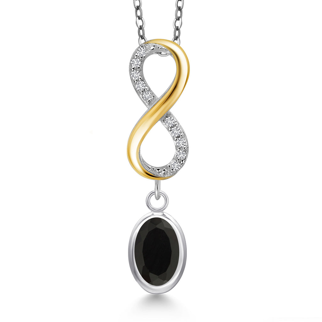 Onyx - December_Pendant in 925 Sterling Silver and 10K Yellow Gold