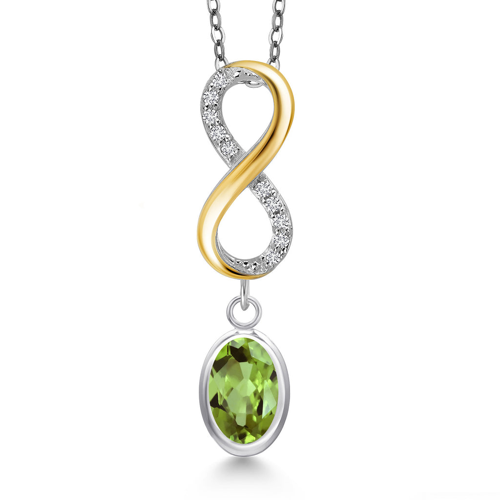 Peridot - August_Pendant in 925 Sterling Silver and 10K Yellow Gold