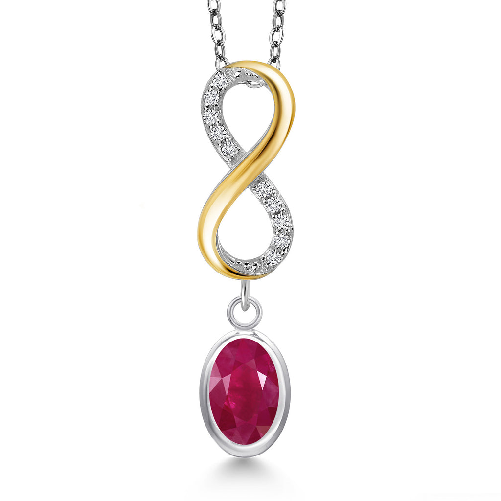 Ruby - July_Pendant in 925 Sterling Silver and 10K Yellow Gold