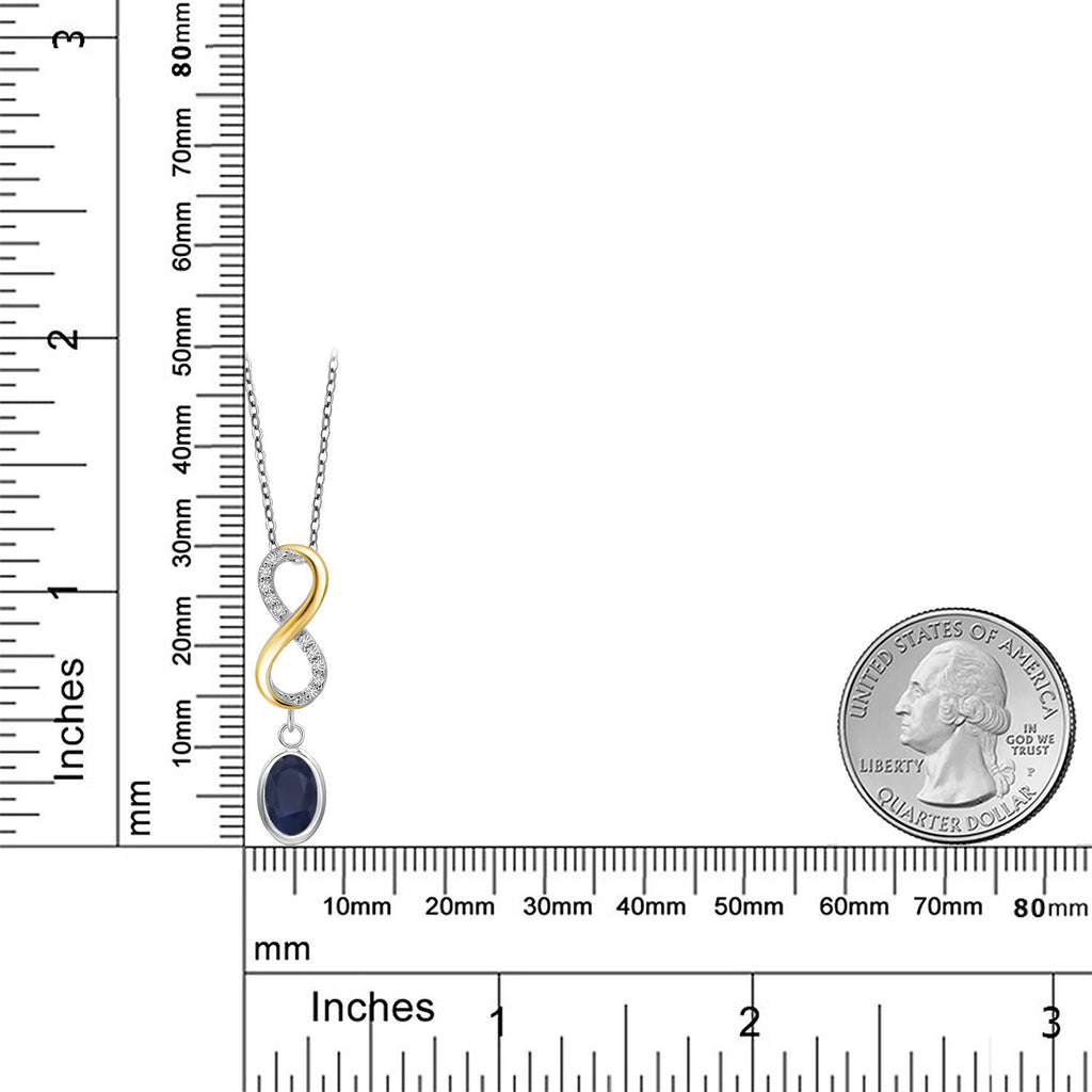 Sapphire and Lab Grown Diamond_Pendant in 925 Sterling Silver and 10K Yellow Gold