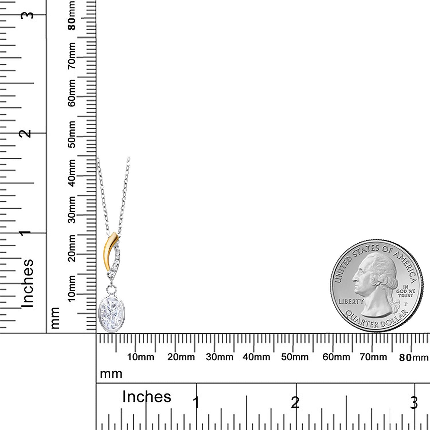 Moissanite and Lab Grown Diamond_Pendant in 925 Sterling Silver and 10K Yellow Gold