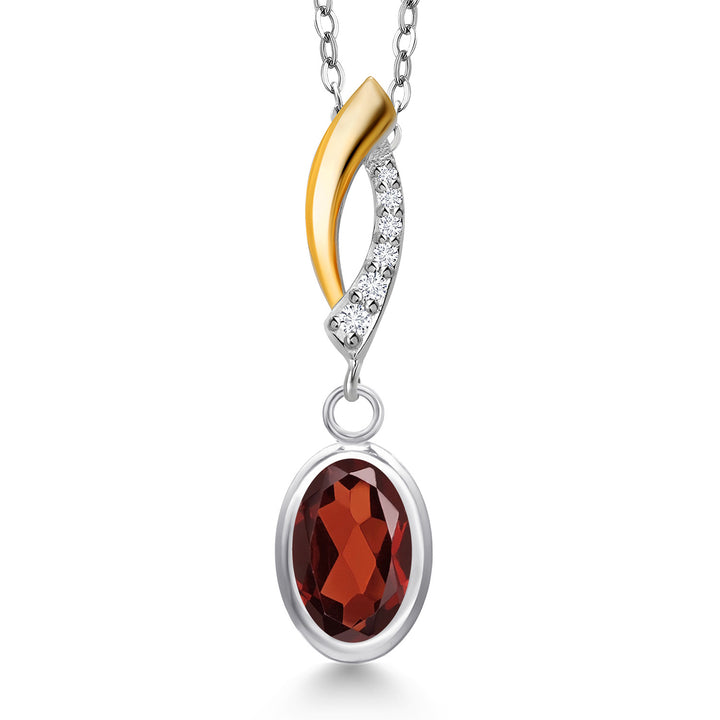 Garnet - January_Pendant in 925 Sterling Silver and 10K Yellow Gold