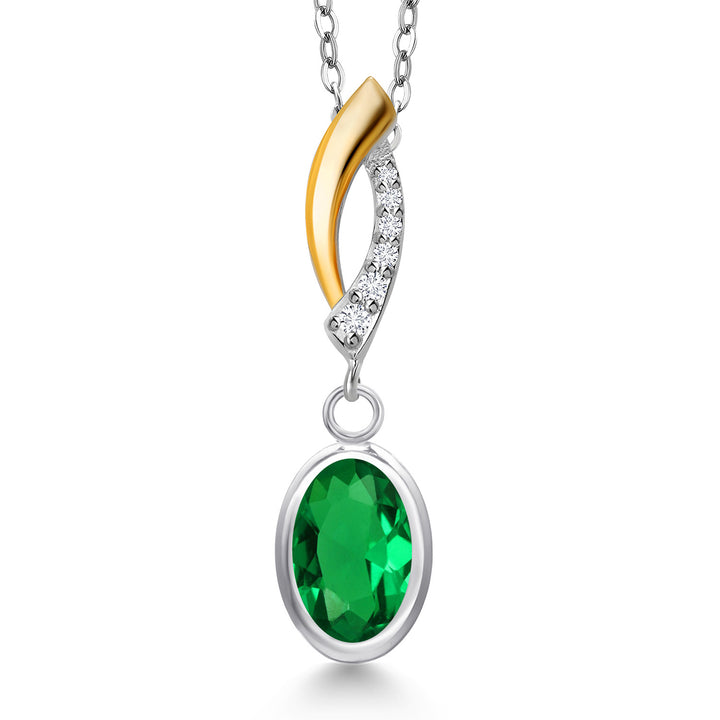 Nano Emerald - May_Pendant in 925 Sterling Silver and 10K Yellow Gold