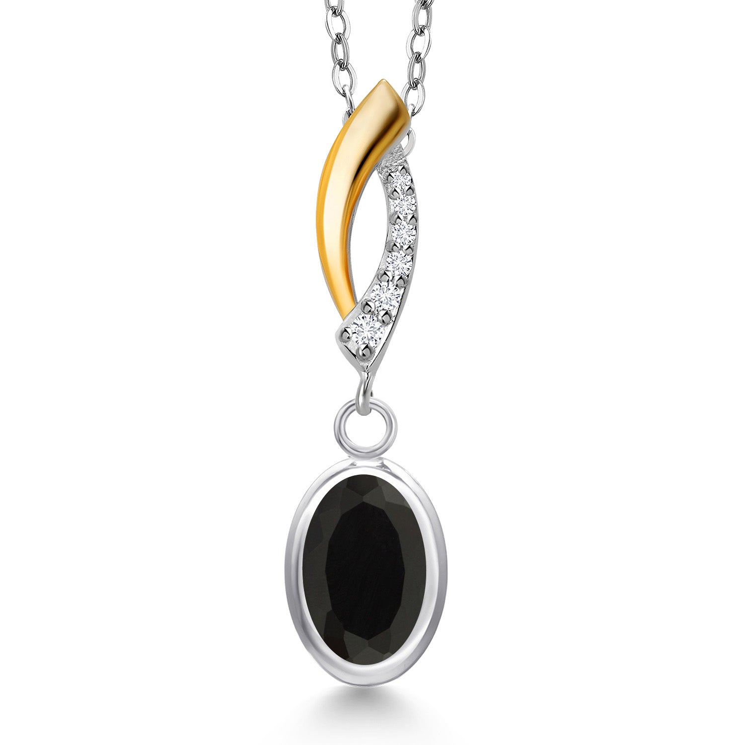 Onyx - December_Pendant in 925 Sterling Silver and 10K Yellow Gold