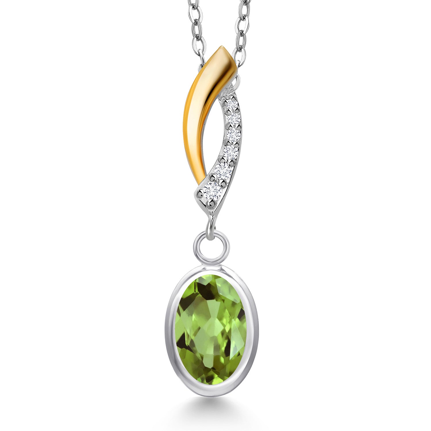 Peridot - August_Pendant in 925 Sterling Silver and 10K Yellow Gold