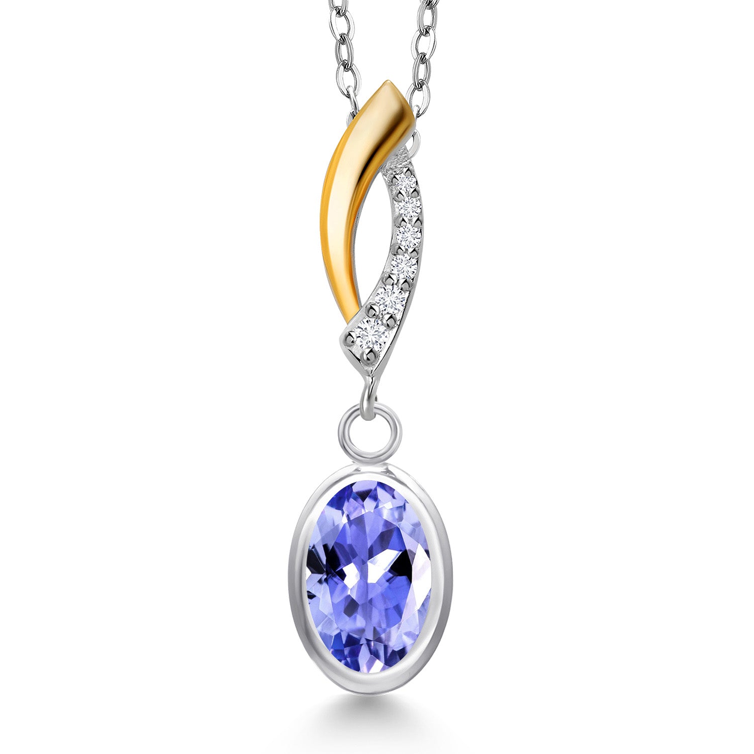 Tanzanite - December_Pendant in 925 Sterling Silver and 10K Yellow Gold