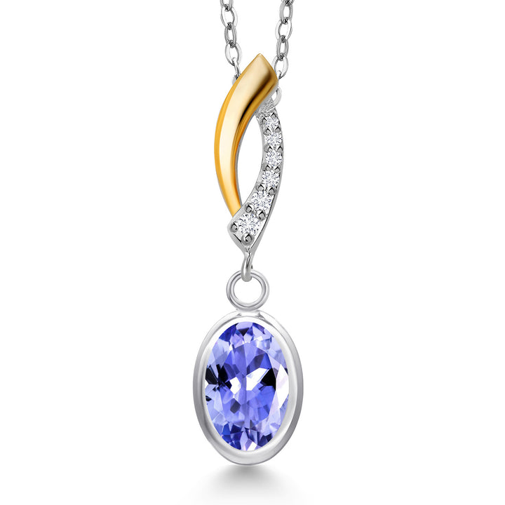 Tanzanite - December_Pendant in 925 Sterling Silver and 10K Yellow Gold