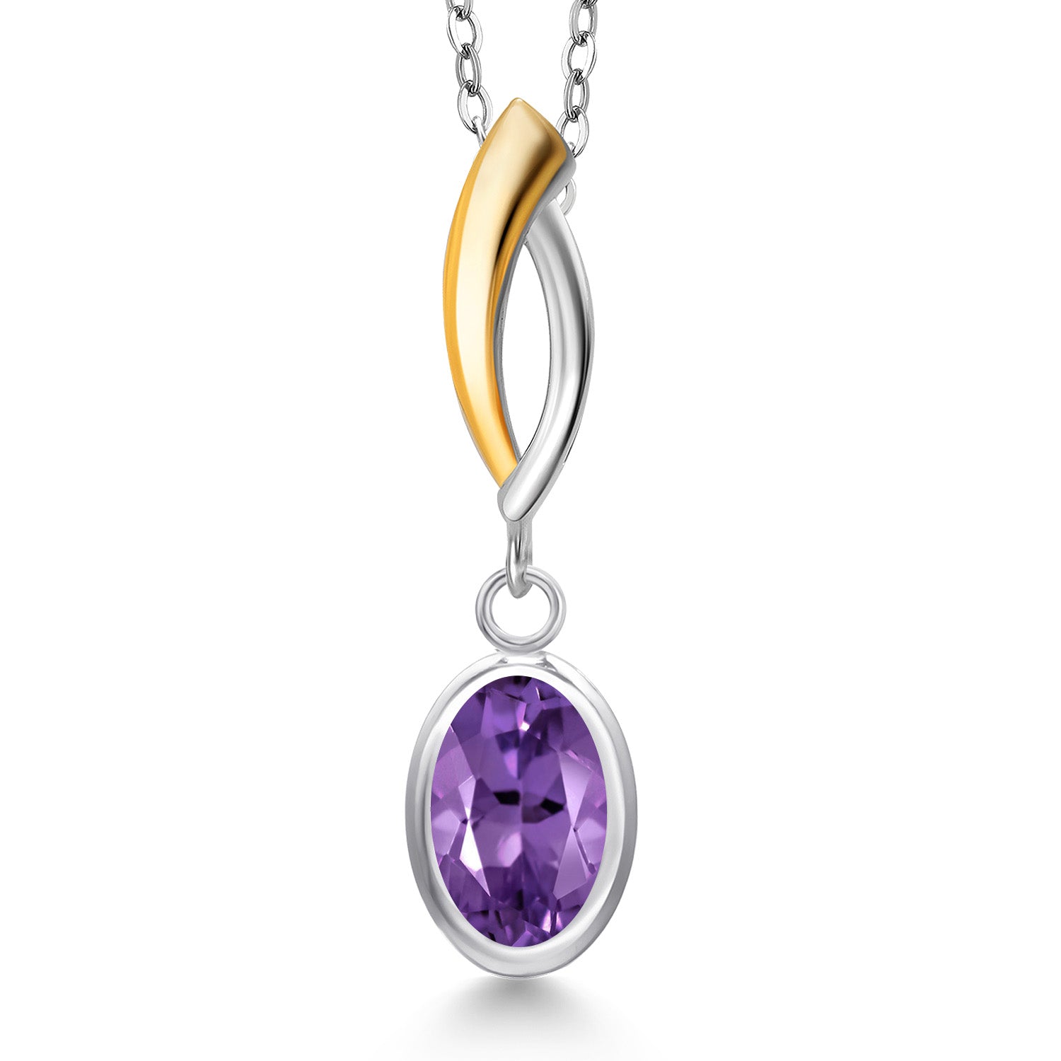Amethyst - February_Pendant in 925 Sterling Silver and 10K Yellow Gold
