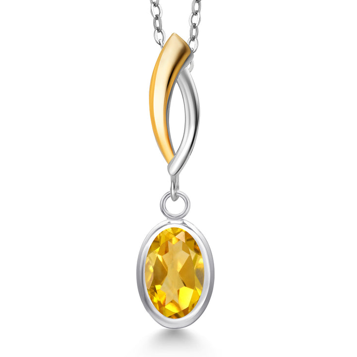 Citrine - November_Pendant in 925 Sterling Silver and 10K Yellow Gold