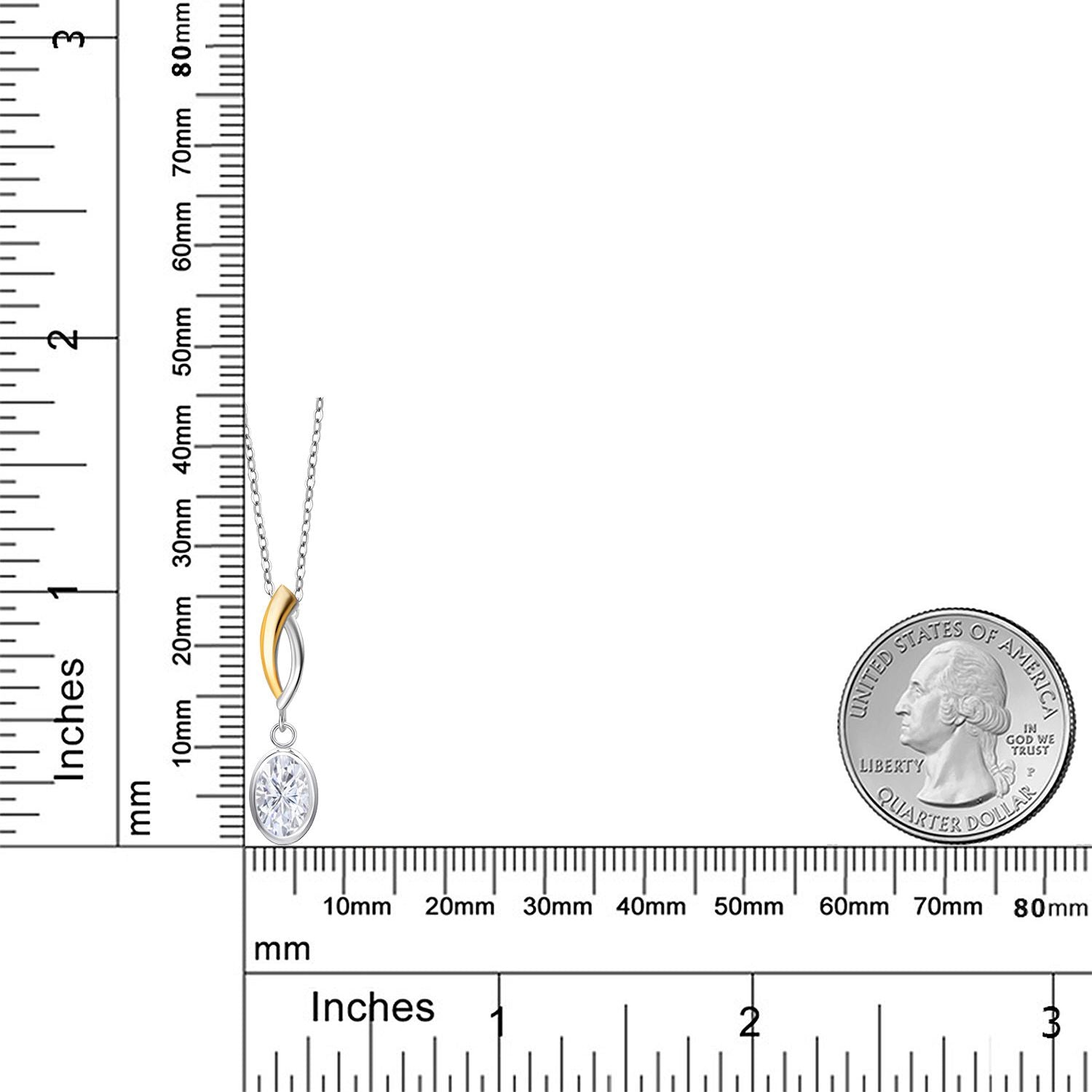 Moissanite_Pendant in 925 Sterling Silver and 10K Yellow Gold