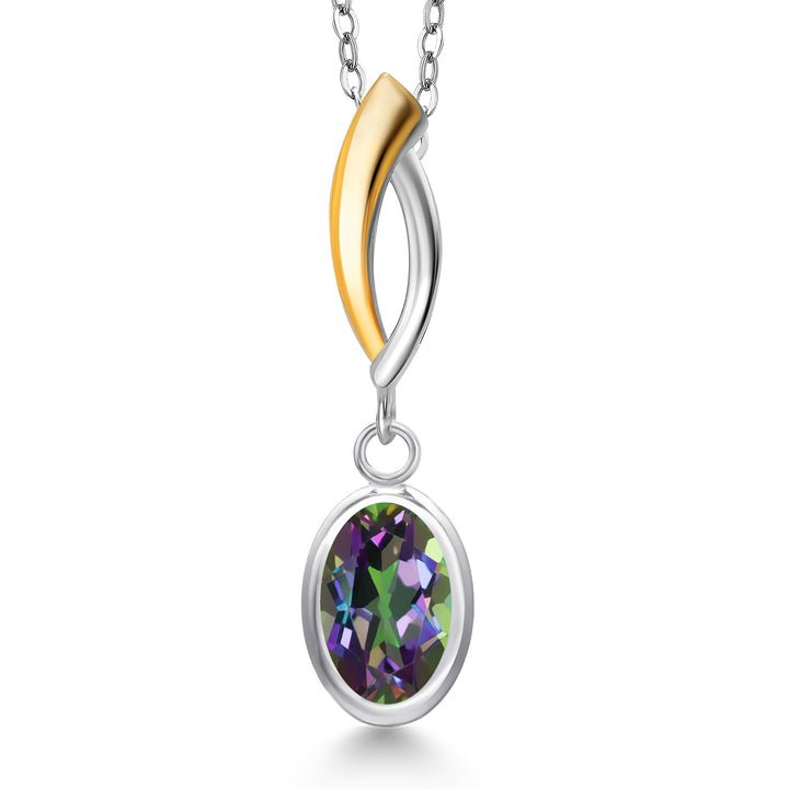 Green Mystic Topaz_Pendant in 925 Sterling Silver and 10K Yellow Gold