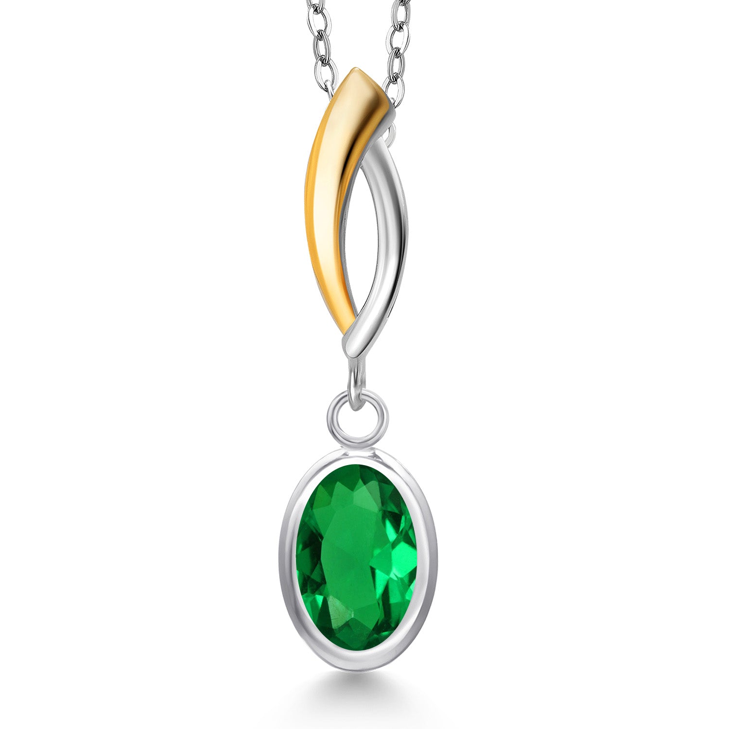 Nano Emerald - May_Pendant in 925 Sterling Silver and 10K Yellow Gold