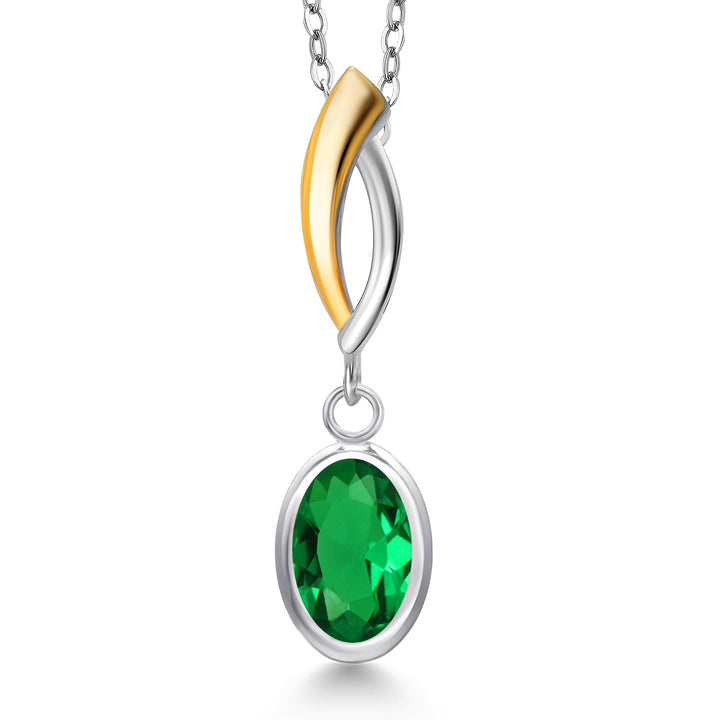 Nano Emerald - May_Pendant in 925 Sterling Silver and 10K Yellow Gold