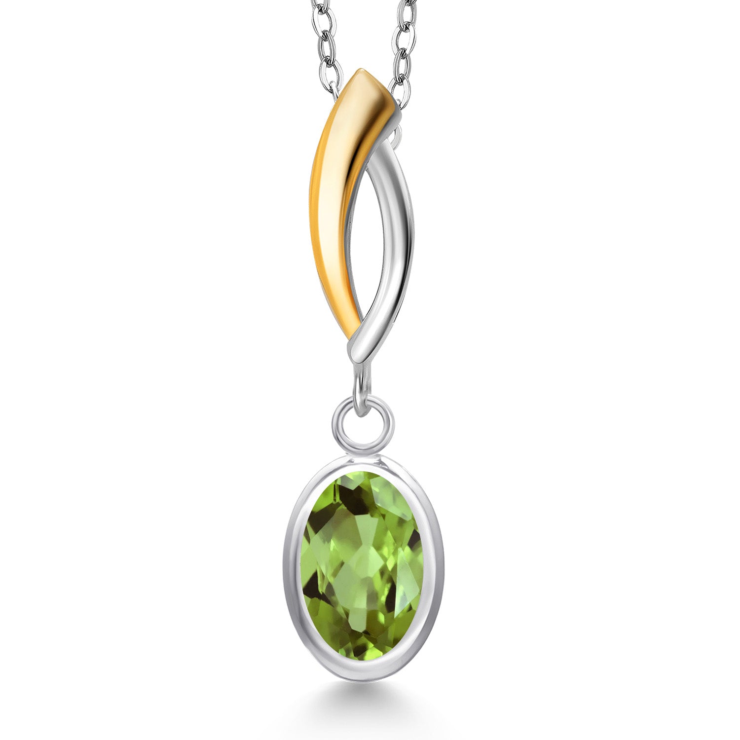Peridot - August_Pendant in 925 Sterling Silver and 10K Yellow Gold
