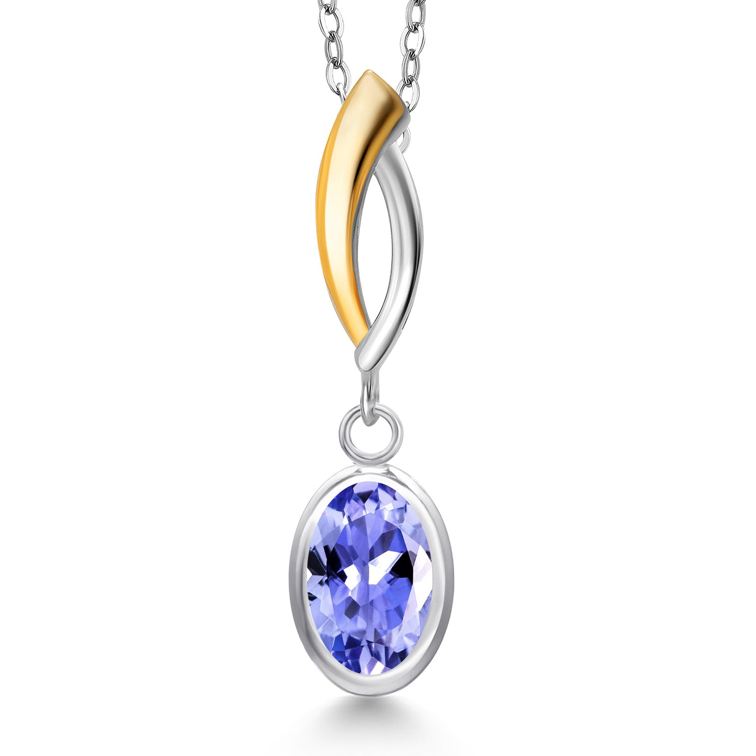 Tanzanite - December_Pendant in 925 Sterling Silver and 10K Yellow Gold