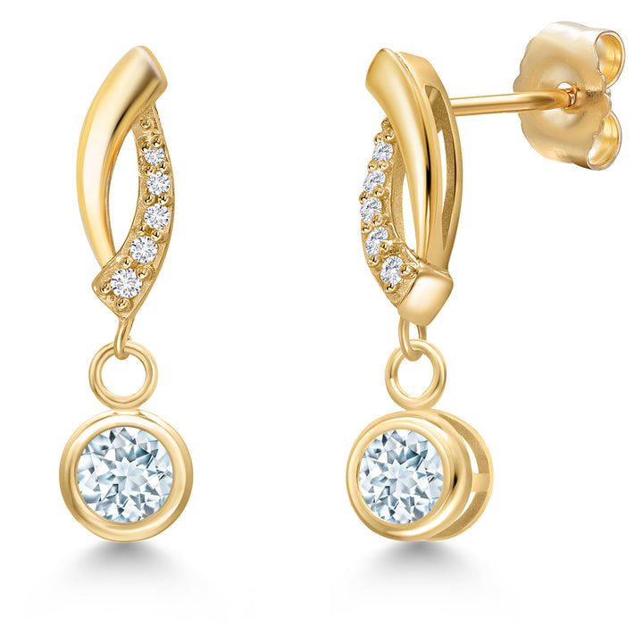 Aquamarine - March_Earrings in 14K Yellow Gold