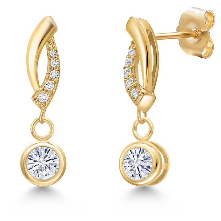 White Moissanite - April_Earrings in 14K Yellow Gold