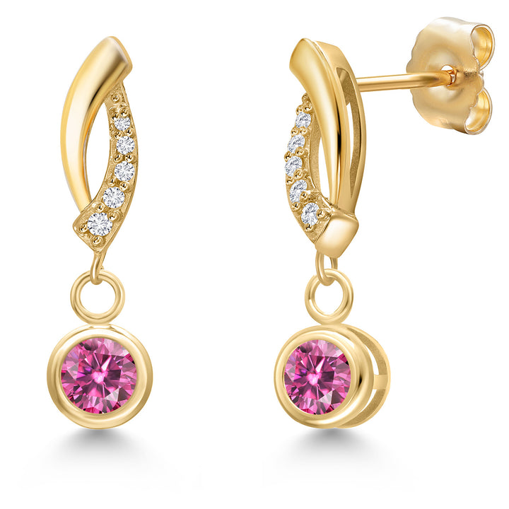 Pink Moissanite - April_Earrings in 14K Yellow Gold