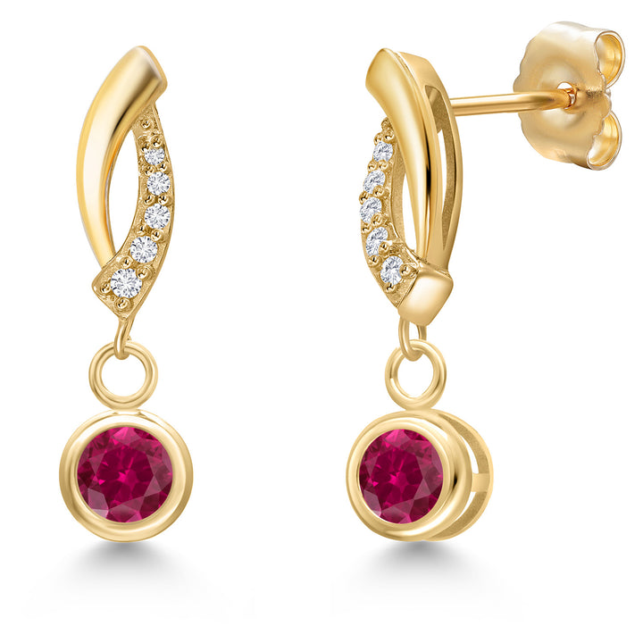 Created Ruby - July_Earrings in 14K Yellow Gold