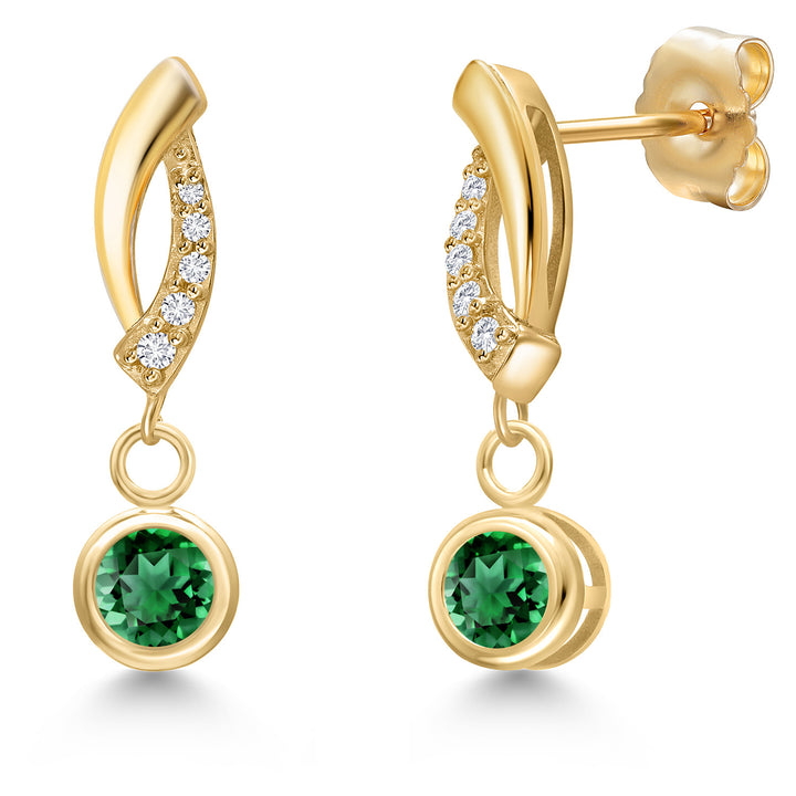 Nano Emerald - May_Earrings in 14K Yellow Gold