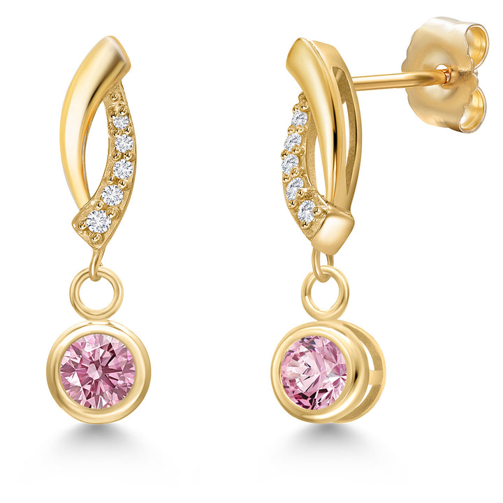 Pink Lab Grown Diamond - April_Earrings in 14K Yellow Gold
