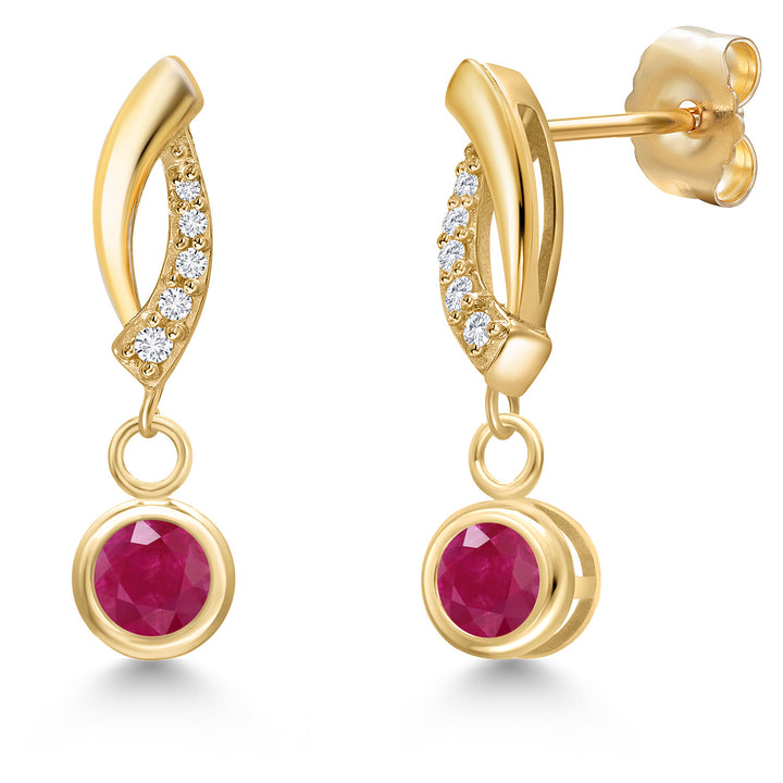 Ruby - July_Earrings in 14K Yellow Gold