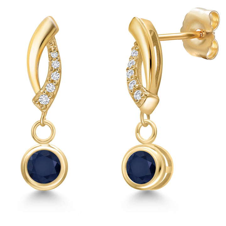 Blue Sapphire - September_Earrings in 14K Yellow Gold