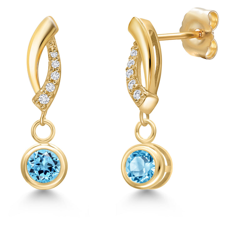 Swiss Blue Topaz - November_Earrings in 14K Yellow Gold