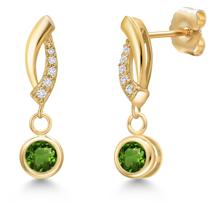 Green Tourmaline - October_Earrings in 14K Yellow Gold