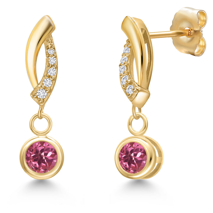 Pink Tourmaline - October_Earrings in 14K Yellow Gold
