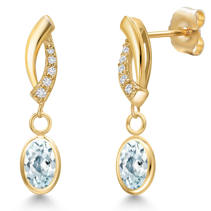 Aquamarine - March_Earrings in 14K Yellow Gold