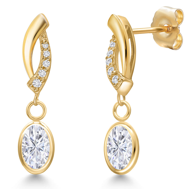 White Moissanite - April_Earrings in 14K Yellow Gold