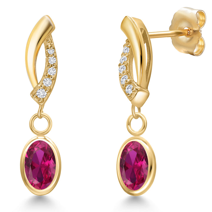 Created Ruby - July_Earrings in 14K Yellow Gold
