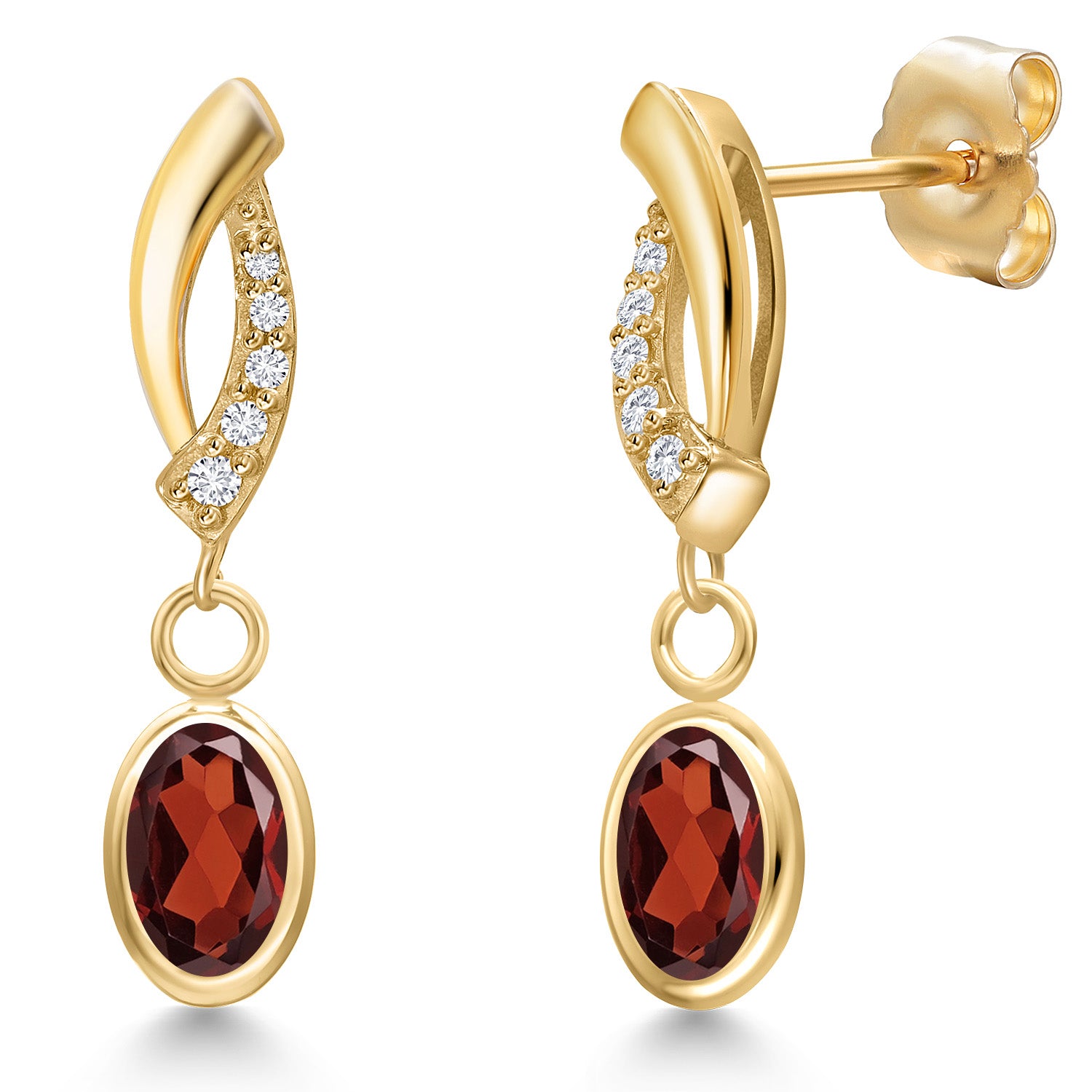 Garnet - January_Earrings in 14K Yellow Gold