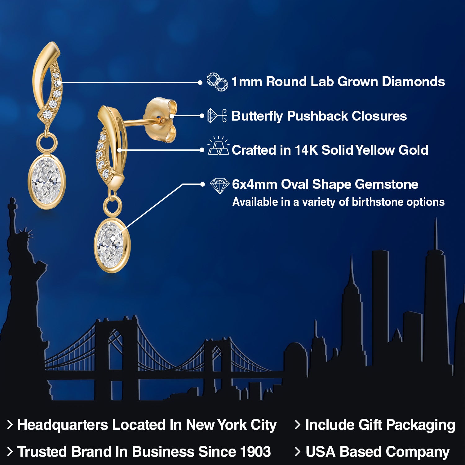 DEF and E - F_Earrings in 14K Yellow Gold