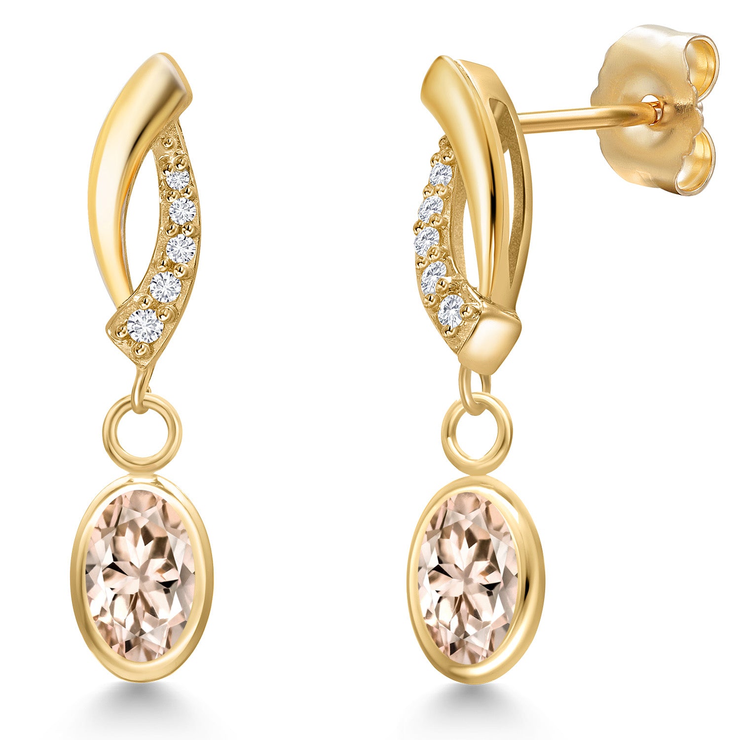 Morganite - October_Earrings in 14K Yellow Gold
