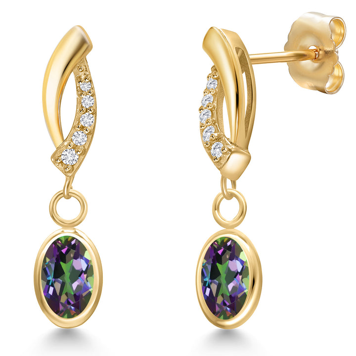 Green Mystic Topaz_Earrings in 14K Yellow Gold