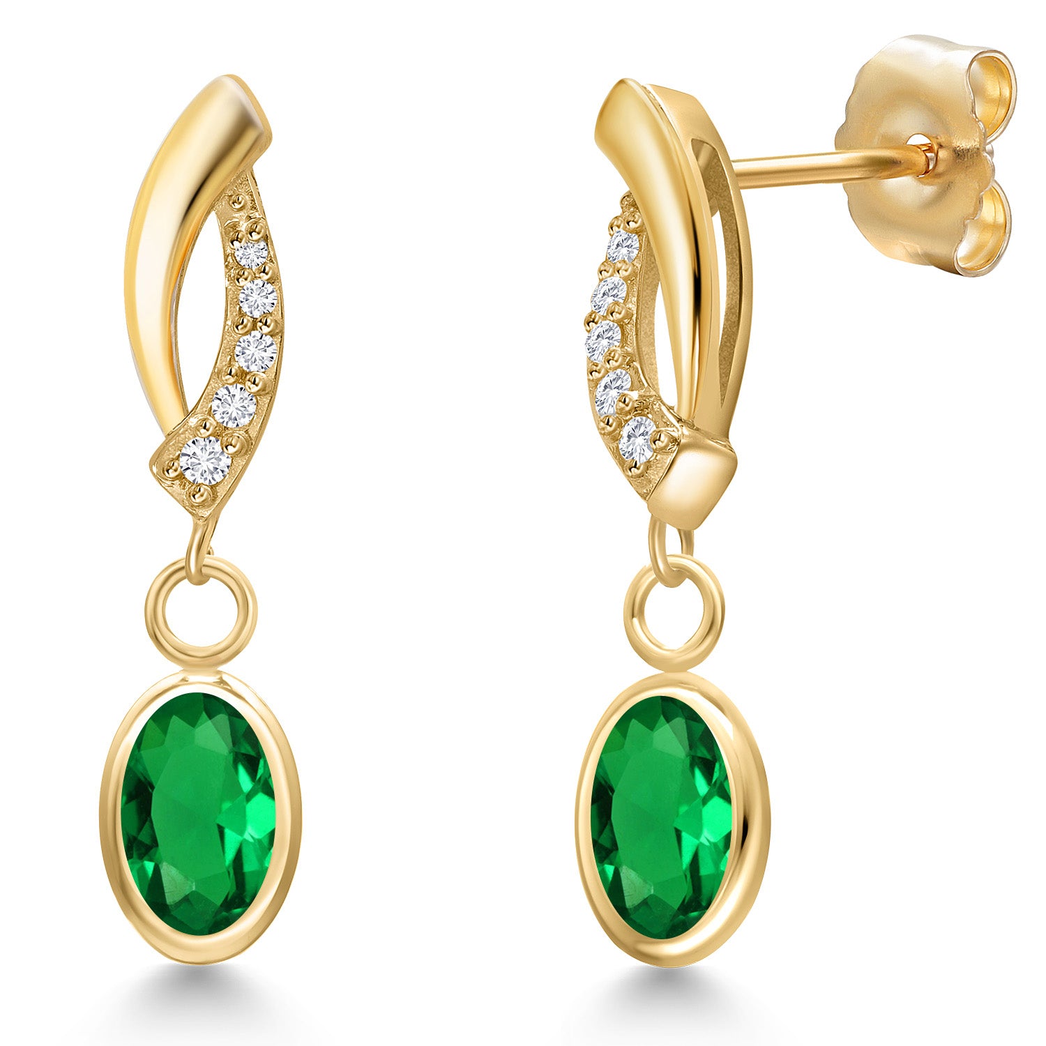 Nano Emerald - May_Earrings in 14K Yellow Gold