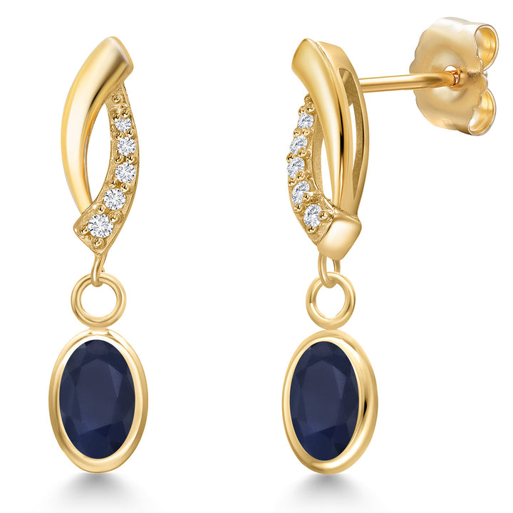 Blue Sapphire - September_Earrings in 14K Yellow Gold