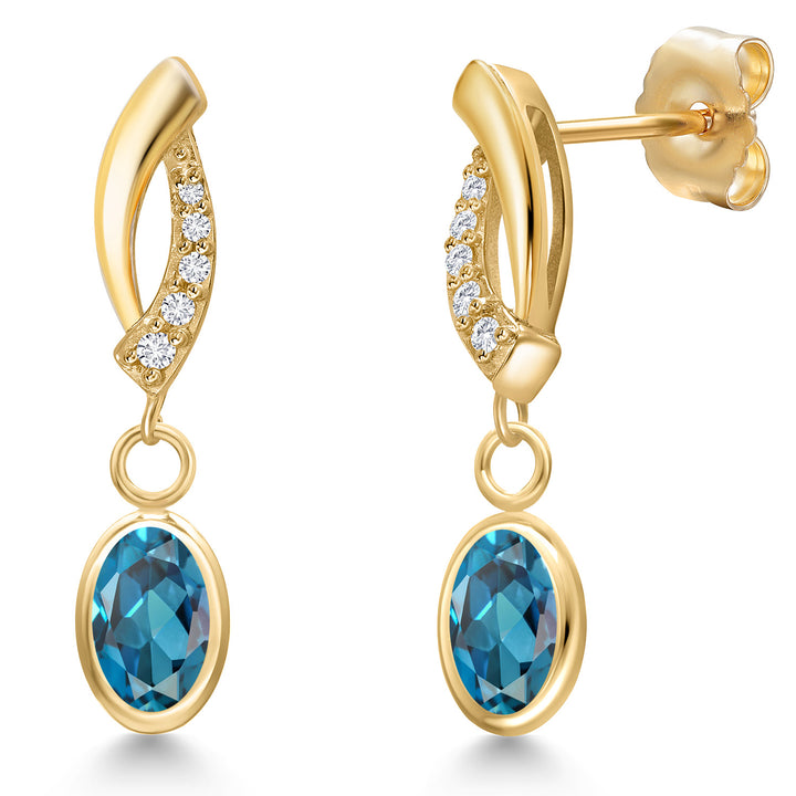 London Blue Topaz - November_Earrings in 14K Yellow Gold